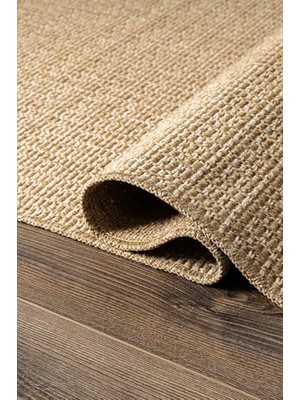 aklow akyoleticaret TI004A Bej Jüt Halı; Naturel Sisal Örgü Hasır Dokulu ve Yıkanabilir