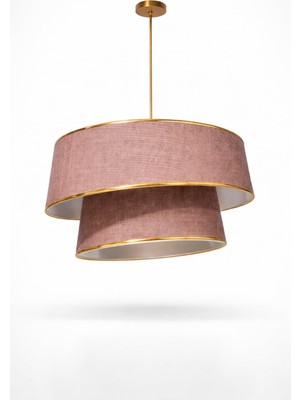 Şanal Modern 2 Katlı Sarkıt Avize | Kumaş Şapkalı Tavan Lambası | E27 Uyumlu | Salon, Yemek Masası & Yatak Odası Aydınlatma | 3 Adet Set & Farklı Renk Seçenekleri (Bej-Gold)