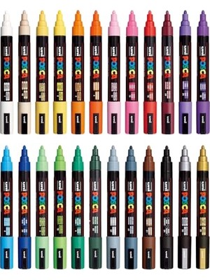 aklow akyoleticaret Uni Posca Markör Kalem 5m Set 1.8-2.5 mm Keçe Uçlu (24'lü Set)