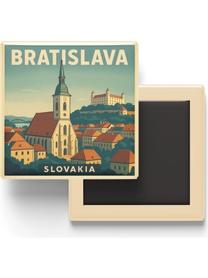 Şanal Bratislava Slovakya - Aziz Martin Katedrali - Baskılı Buzdolap Magneti Kare 9x9 cm