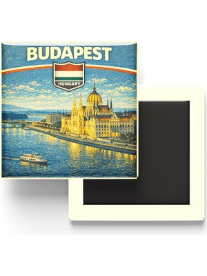 Şanal Retro Macaristan Budapeşte Şehri Temalı Vintage Buzdolap Magneti – 9x9 cm
