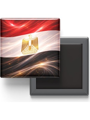Şanal Mısır - Abstract Efektli Bayrak - Baskılı Kare Buzdolap Magneti