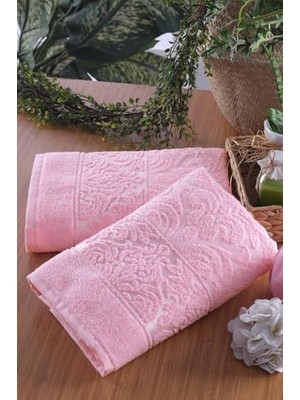 aklow akyoleticaret Pembe 2'li El ve Yüz Havlu Seti, 50X90 cm