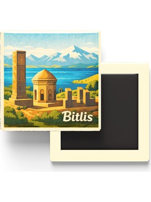 Şanal Bitlis - Ahlat Selçuklu Mezarlığı - Baskılı Buzdolap Magneti Kare - 9x9 cm