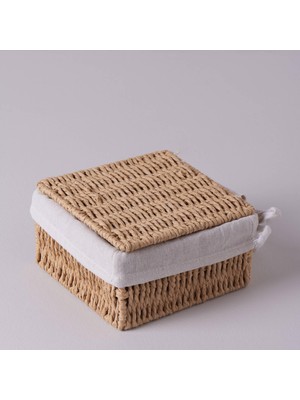 Şanal Linens Carry 17X17X9 cm Kapaklı Sepet Naturel