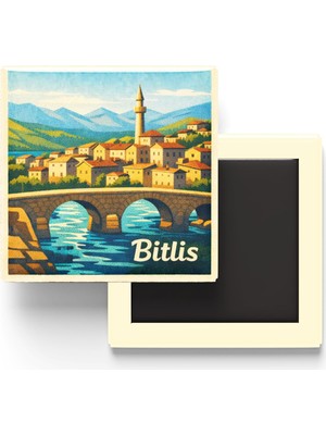 Şanal Bitlis - Eski Şehir - Baskılı Buzdolap Magneti Kare - 9x9 cm
