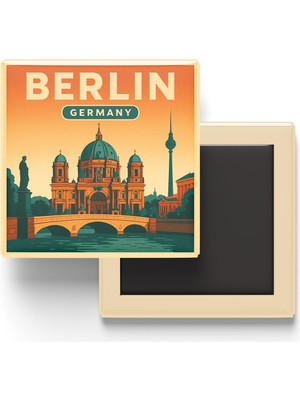 Şanal Berlin Almanya - Müze Adası - Baskılı Buzdolap Magneti Kare 9x9 cm
