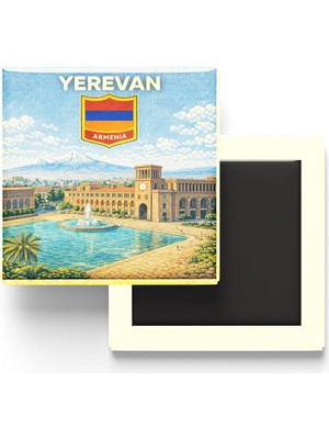 Şanal Retro Ermenistan Erivan Şehri Temalı Vintage Buzdolap Magneti – 9x9 cm