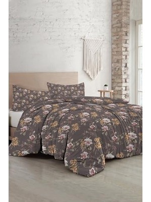 aklow akyoleticaret Retro Flowers Luxury Çift Kişilik Pamuk Saten Nevresim Takımı, MONOHOME3614
