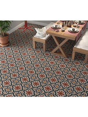 aklow akyoleticaret Vintage Tiles Desenli Zemin Kaplama Folyosu 65X130 cm