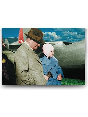 aklow akyoleticaret 45X30 cm Atatürk ve Sabiha Gökçen Duvar Tablosu