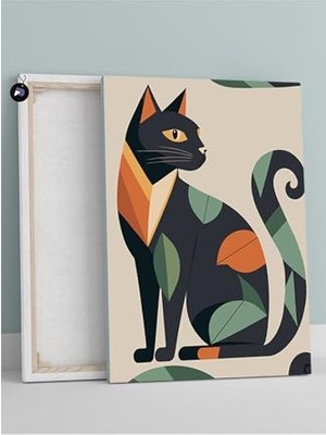aklow akyoleticaret (PSTER1477) Etnik Desenli Kedi Hayvan Kanvas Tablo 30 x 40