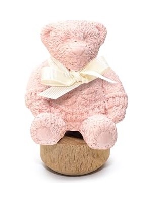 aklow akyoleticaret Ahşap Kaideli New Baby Kokulu Pembe Ayıcık Seramik Koku Taşı