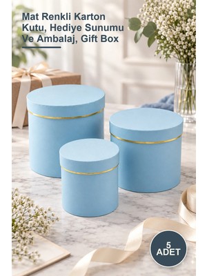 Yenilig 5 Adet Düz Karton Hediye Kutusu Seti – Mat Renkli Karton Kutu, Hediye Sunumu ve Ambalaj, Gift Box