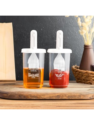 Şanal Porsima 0520 2'li Silikon Fırçalı Yağlık - Yağdanlık Erzak Saklama Kabı 350 cc Beyaz