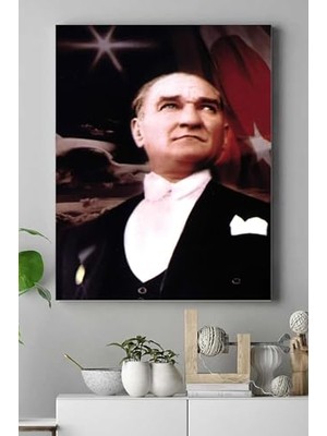 aklow akyoleticaret (PSTER15035) Siyah Mustafa Kemal Atatürk Kanvas Tablo 6 30 x 40
