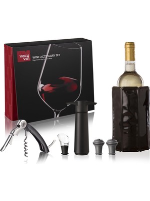 Şanal Vacu Vin Experience 6 Parçalı Şarap Seti, Şarap Pompası, Şarap Boşaltıcı, Garson Bıçağı, Yedek Tıpa, 68897606, Siyah
