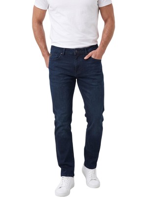 Deepsea Erkek Regular Fit Likralı Lacivert Kot Pantolon – Pamuklu Esnek Yumuşak Dokulu Taşlanmış Jean 2600966