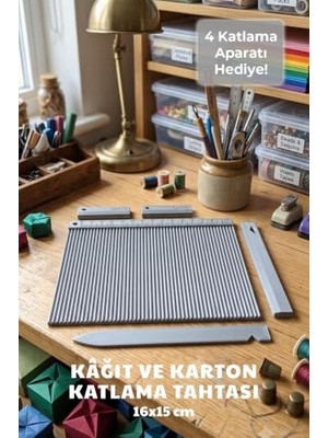 aklow akyoleticaret Kağıt ve Karton Katlama Tahtası 16X15 cm | Skorlama Panosu | Davetiye, Kutu ve Scrapbook Katlama Aparatı | Gri | Plastik