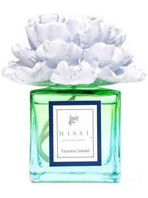 aklow akyoleticaret 220 ml Degrade Mavi Şişe Seramik Taşlı Yasemin Sandal Oda Kokusu