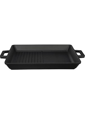 aklow akyoleticaret Tava; Metal Döküm Izgara, Metal Kulplu, 26X32 Cm, Siyah