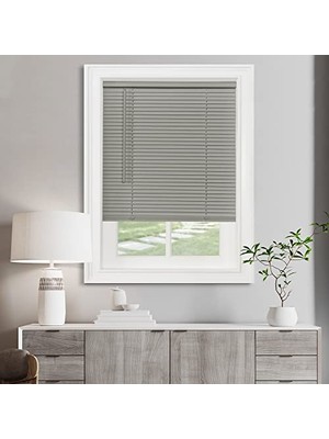 aklow akyoleticaret Akülü Işık Filtreleyen Mini Stor Perde, 76 cm Genişlik, 150 cm Uzunluk, 2,5 cm Çıta Boyutu, Gri, Gıı Morningstar Yatay Panjur