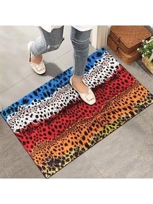 aklow akyoleticaret Renkli Leopar Desenli Kapı Önü Paspası, Ev, Ofis ve Dış Mekân Kullanımı, 45X65