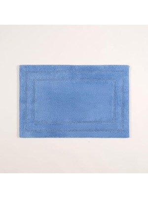 aklow akyoleticaret Çift Taraflı %100 Pamuk Banyo Paspası, 60X90 Cm, Mavi