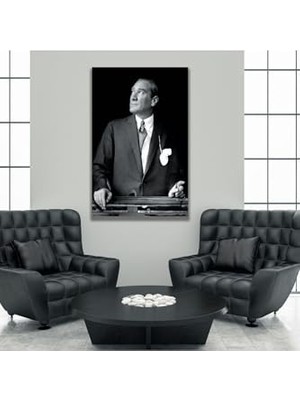aklow akyoleticaret Yukarı Bakan Atatürk Portresi, Dikey Kanvas Ofis Tablosu, 40 x 60, GARTNM7045