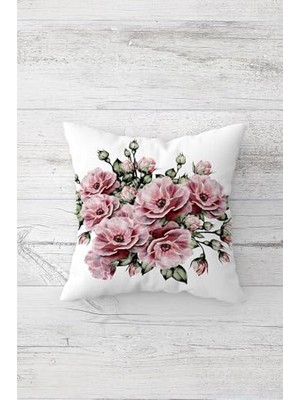 aklow akyoleticaret Beyaz-Pembe-Yeşil Dekoratif Kırlent Kılıfı, Çift Taraflı Baskılı, Gizli Fermuarlı, 45 x 45