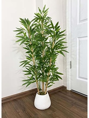 aklow akyoleticaret Beton Saksıda Spiral Yapay Bambu, 140 cm
