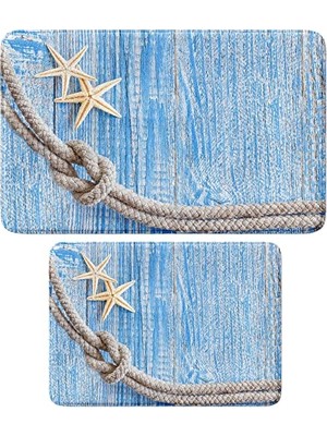 aklow akyoleticaret Sevimli Tasarımlı Mikrofiber 2'li Takım Banyo Paspası, Kaymaz Taban, Makinede Yıkanabilir (40X60_50X80)