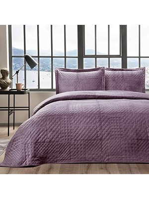 aklow akyoleticaret Alvin Düz %100 Polyester Tek Kişilik Yatak Örtüsü Seti Mürdüm