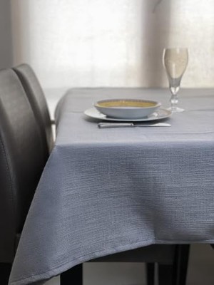 aklow akyoleticaret Vi Ihlamur Keten Görünümlü, Su Geçirimsiz, Kayma Yapmayan Premium Masa Örtüsü (145 cm x 220 Cm, Gri)