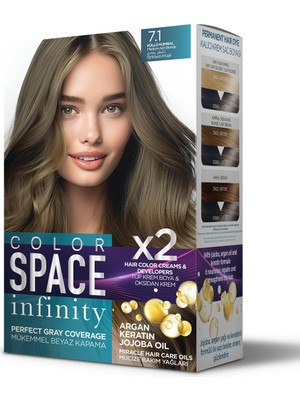 Şanal Color Space Infınıty Set Saç Boyası 7.1 Küllü Kumral