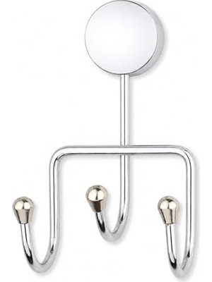 aklow akyoleticaret Iris Krom Kaplama Üçlü Askılık, 35 mm Oval Bantlı Banyo Mutfak Antre Askısı, Yapışkanlı ve Vidalı Montajlı Duvar Askısı