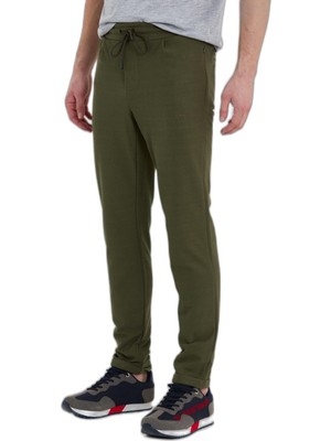 Şanal Slazenger Part Erkek Fermuar Cepli Dar Paça Haki Eşofman Altı