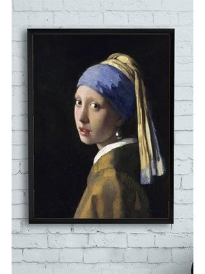 aklow akyoleticaret (PSTER11832) Johannes Vermeer, Inci Küpeli Kız Sanatsal Çerçeveli Tablo (40X50 Cm)