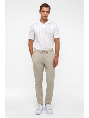 Şanal Süvari Bej Slim Armürlü Jogger Pantolon, 40