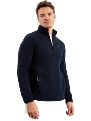 Şanal Lacivert Yarım Fermuarlı Sweatshirt Slim Fit Dik Yaka Erkek Polar - 87891