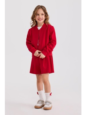 Şanal Kız Çocuk Fermuarlı Kırmızı Sweatshirt 4 Yaş (104 Cm)