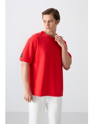 Şanal Fiesta Pamuklu Kalın Yüzeyi Dokulu Oversize Fit Basic Erkek T-Shirt - 88339