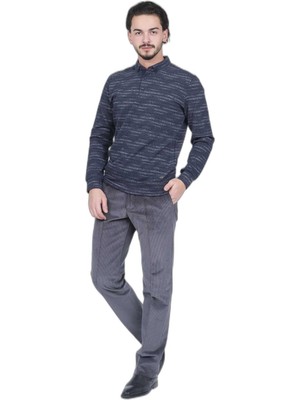 Şanal Raymons Erkek Desenli Polo Yaka Triko Sweat 6782273 Lacivert