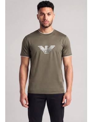Şanal Erkek Kısa Kol Pamuklu Regular Fit Haki T-Shirt EM005271 AF10017-U6200