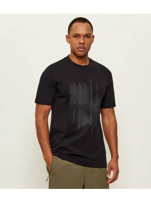 Şanal Erkek Desenli Bisiklet Yaka Kısa Kol Siyah T-Shirt 50559754-001