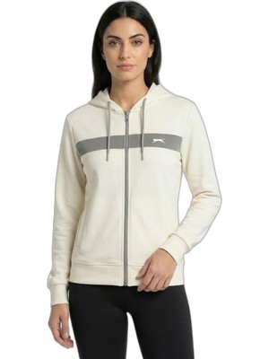 Şanal Slazenger Knotty I Kadın Kapüşonlu Cepli Ekru Sweatshırt