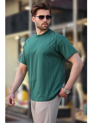 Şanal Madmext Yeşil Overfit Erkek T-Shirt E7130,YEŞIL S