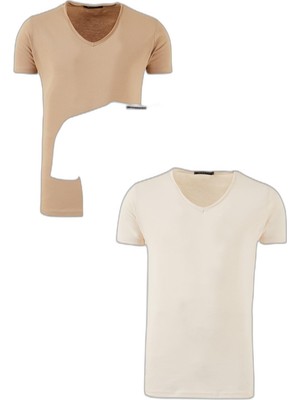 Şanal Buratti Pamuklu Slim Fit Bisiklet Yaka Baskılı 3'lü Paket T Shirt Erkek T Shirt 541S31