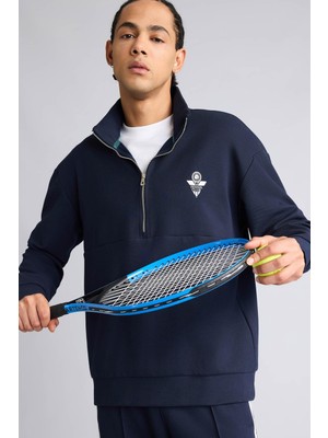 Şanal Defacto Pamuklu Boxy Fit Dik Yaka Sporcu Sweatshirt F9372AX26SP