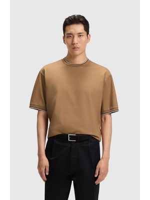 Şanal ERKEK%100 Pamuk Rahat Kalıp Yuvarlak Yakalı Kısa Kollu Bej T-Shirt 50548012-260